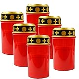 com-four® 6X LED Grablicht - LED Kerze Ewiges Licht - Rote Grabkerze mit Flackereffekt (06 Stück V1 - batteriebetrieben)