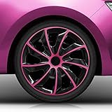 Autoteppich Stylers 14 Zoll Radkappen/Radzierblenden 002 Bicolor 14' (Schwarz-Pink) passend für Fast alle Fahrzeugtypen –