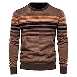 XDJSD Herren Pullover Herren gestreift Kontrastfarbe Herren Casual Pullover Herren Strickpullover Herren Strick Bottoming S