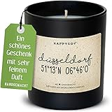 Düsseldorf Geschenk Koordinaten - Duftkerze im Glas aus Soja - natürlich, handgemacht aus Deutschland - Düsseldorfer Koordinatenbild, Düsseldorfkerze, deutsche Stadt - nachaltige Geschenk