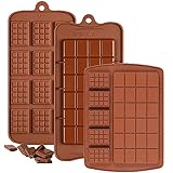 3 Pack Silikon Energieriegel-Formen Schokoladenformen für Schokolade, Süßigkeiten, Muffin, Gelee, Eiswürfel - Antihaft Backformen Schokoladentafeln Muffinform,Pralinenformen für Kindergeburtstag