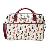 Signare Gobelin Laptop Tasche Laptoptasche 15.6 zoll, notebook tasche 15.6 zoll business taschen damen mit Katzen Design (CPU-CHEKY)