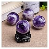 JSJJPLM Natürlicher Kristall Natürliche runde Stein Quarz Kugel Amethysts Rose weiße Quarzkristall Obsidian Citrines Steinkugel Ball Reiki Heilung (Color : Dreamy Purple, Size : 32 35mm)