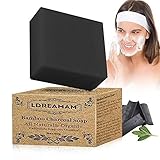 Schwarze Seife,Seife Bambuskohle,Handgemachte Seife,Ideal für Tiefenreinigung, Entschlackender Gesicht,Bamboo Charcoal Facial Soap,handgemachte Aktivkohle S
