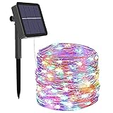 ZHBU Solar String Lights Outdoor 131ft 400 LED Kupferdraht Lichter 8 Modi für Indoor Outdoor Patio Yard Trees Party Decor (bunt)