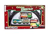 Deko Weihnachtszug 9-teilig - Mini Zug zu Weihnachten Eisenbahn mit Lokomotive, 3 Waggons und 5 Schienen - Gesamtgröße ca. 59x27