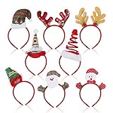 Weihnachts Kopfschmuck - Haarreifen Weihnachten (8 Stk) – Haarschmuck mit verschiedenen Weihnachtsmotiven: Weihnachtsmann, Rentier (2x), Spirale, Nikolaus Mütze, Weihnachtsbaum, Schneemann, Elfen H