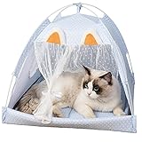 wenyujh Katzenzelt Haustier Tipi Abnehmbar Waschbar Katzenbett Katzenhöhle Kuschelig Haustierbett Weich Tierbett für Hund Katzen Haustier(Blau ，S)