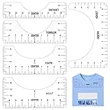 5 Stück T-Shirt Lineale Leitfaden,5Größen PVC T-Shirt Zentrierung Ausrichtung Werkzeug,Vinyl und Sublimation für Rundungswerkzeug,T-Shirt Machen Messwerkzeug für DIY(Transparent)