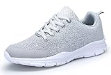 KOUDYEN Laufschuhe Atmungsaktiv Turnschuhe Schnürer Sportschuhe Sneaker für Herren Damen, Grau, 41 EU