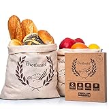 Zabiko24 - Brotbeutel 2er Set - aus 100% Natur Leinen - Zur Brotaufbewahrung (35 x 40cm) - Brottasche Schutz gegen Schimmel und Bakterien inklusive Gratis-Brotrezep