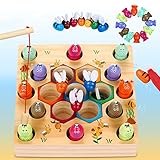 COOLJOY Magnetisches Angelspiel Holzspielzeug 2 in 1 Montessori Lernspielzeug Magnettafel Holz Fischspielzeug Geschenk für Kinder ab 2 3 J