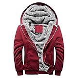 BIKETAFUWY Herren Feecejacke Full Zip mit Kapuze Winter Teddy Fleece Plüschjacke Outdoor Hoodie Winterjacke Gefüttert Plüsch Warm Freizeit Übergangsjacke Wintermantel Plüschmantel für M