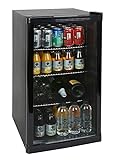 METRO Professional Getränkekühlschrank GPC1088 (88 Liter), kleiner Kühlschrank mit Glastüre, wechselbarer Türanschlag, für Gastronomie, Terrassen, Outdoor, Party mit LED Beleuchtung, schw