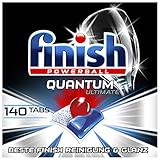 Finish Quantum Ultimate Spülmaschinentabs – Geschirrspültabs mit 3-fach Wirkung – Kraftvolle Reinigung, Fettlösekraft und Glanz – Gigapack mit 140 Finish Tab