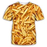 Pommes Frites Druck T-Shirt Sommer 3D-Druck Design Kurzarm Tops Für Männer Frauen Casual Paar Pullover T-Shirts,M