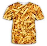 Pommes Frites Druck T-Shirt Sommer 3D-Druck Design Kurzarm Tops Für Männer Frauen Casual Paar Pullover T-Shirts,XXL