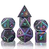 Schleuder 7 Stück DND Würfel Set Würfelset, Spiel Dice Set Polyedrische Solid D&D mit Verpackungsbox für Rollenspiel Brettspiel Dungeons and Dragons, Mathematik Lehre (Colorful - Black)