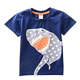 JERFER Kleinkind Kinder Baby Jungen Mädchen Kleidung Kurzarm Cartoon Tops T-Shirt Bluse (Dunkelblau B, 8T)