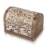 Tolles Geburtstagsgeschenk, handgefertigt, dekorative Holz-Schmuckschatulle mit Schloss und Schlüssel, Schmuck-Organizer, Schatztruhe, Schmuckkästchen, Uhrenbox, Aufbewahrungsschloss, 22 x 15