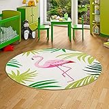 Pergamon Designer Teppich Faro Tropical Flamingo Pink Creme Rund in 3 Größ