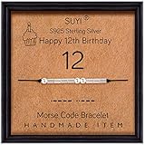 Suyi Geburtstagsgeschenke für Mädchen Morsecode Armband Sterling Silber Armband Geburtstagsschmuck 12 Jahre alte Geschenke für Sie 12