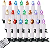 20er Weinachten LED Kerzen Kabellos RGB Weihnachtskerzen Christbaumkerzen Dimmen Flackern Baumkerze-Set,LED-Lichtfarbe RGB + warmweiß