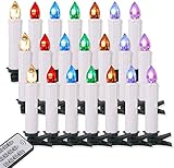 30er Weinachten LED Kerzen Kabellos RGB Weihnachtskerzen Christbaumkerzen Dimmen Flackern Baumkerze-Set,LED-Lichtfarbe RGB + warmweiß