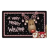 Weihnachten Dekorative Fußmatte Weihnachten Willkommen Weihnachten Schneemänner Matte rutschfeste und waschbare Winter Fußmatte Gummi Zurück GNOME Tomte Fußmatte für Indoor Outdoor (Multicolore)