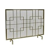 liushop Kaminschirm Einfache Nordic Schmiedeeisen Gold Schwarz Kamin Partition Haus mit Net Kamin Tür-Schirm Startseite Low Zaun Kamin Funkenschutz (Color : Red Bronze)