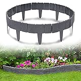 YRHome 2,5m Rasenkante in Steinoptik Anthrazit 10 Stücke Beetumrandung Mähkante Gartenzaun Kunststoff 1 Element (L x H): 25cm x 23