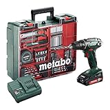 Metabo Akku-Bohrschrauber BS 18 Set (602207880) 18V 2x Li-Ion; Ladegerät SC 30; Kunststoffkoffer; Mobile Werkstatt, Art des Akkupacks: Li-Ion , Akkuspannung: 18 V, Akkukapazität: 2 x 2