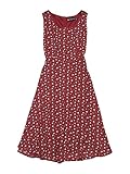 Allegra K Damen Lässiges Vintage ärmelloses Sommer-A-Linien-Kleid mit Kirschdruck Rot-Weiss L