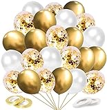 O-Kinee Luftballons Metallic Gold, 60 Stück Luftballons Golden Konfetti, Hochzeit Hochzeitsballons, Helium Balloons für Geburtstag Hochzeit Babyparty Valentinstag Silvester Deko, 12 Zoll (Gold)