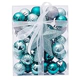 ITODA Weihnachten Deko Kugel Set 31 Stück Weihnachtskugel Glitzer Christbaumkugeln Anhänger Weihnachtsstern Weihnachtsbaum Hängedeko Weihnachtsdeko Hängend Christbaumschmuck Dekokugel Baum Tür W