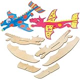 Baker Ross FE239 Drachen Segelflugzeug Bastelset - 8er Pack, Holzset für Kinder zum Bemalen, Dekorieren, Personalisieren und Sp