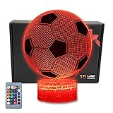 MARZIUS LED-Nachtlicht in Fußballform, 3D-Optische Illusion Nachtlicht, 16 Farben, mit USB-Stromkabel, für Fußball-Fans Geschenk (Football)