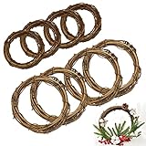 RECHCIGA 8 Stück Weinreben Kränze Naturkranz Garten 8/12 cm Weihnachetn Rattan Kranz Rebenkranz Natur Türkranz Dekokranz Holzkranz zum basteln DIY Kranz Deko für Weihnachten Dekoration O