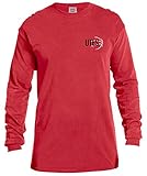 Image One NCAA Basketball Outline Lange Ärmel Komfort Farbe Tee, Unisex - Erwachsene, Basketball Outline, rot, S