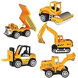 YIMORE Baustellen Fahrzeuge Metall Kunststoff Bagger Auto Pädagogisch Geschenk Set Sand Spielzeug für Kinder 3 J