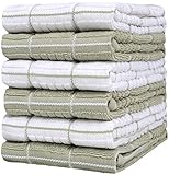 6-er Pack Set Küchenhandtücher mit Fensterscheibenmuster / 40 x 66 cm / Kuschelig Weich und Dick 100% Ringgesponnene Baumwolle / Verschiedene Handtücher Garngefärbt / Luxus-Handtücher (Salbeigrün)