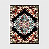 Hochflor Teppich Wohnzimmerteppich 60 x 90 cmBunte Persische Geometrische Menschen Home In- & Outdoor-Teppich Short Pile Rug Ideal für Küche und Esszimmer, auch für den Außenb
