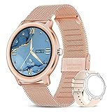 LIGE Smart Watch, 1,1 Zoll Fitness Tracker mit personalisiertem Bildschirm, Musiksteuerung, Herzfrequenz, Schlafmonitor, IP67 Wasserdicht Netzarmband Rundes Zifferblatt Uhren Damen für iOS