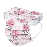 Rabbiter 10 Stück Mundschutz Einweg Erwachsene Blumen Bedruckt Mund-Nasen-Schutz mit Motiv Blumen Staubschutz 3 lagig Halstuch Atmungsaktive Multifunktionstuch Maske Bandana S