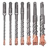 7 stücke SDS Plus Hammerbohrer Set, (4-Flute) for Beton Brick Block-Steinmauerwerk und Granit von LIANG XINGS. (Color : Silver)