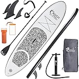 Croch Stand-up Paddling Board Aufblasbare SUP Board Set mit Paddle Sicherheitsseil und Rucksack Leicht und Stabil (Schwarz/Weiß, 305X76X15cm)