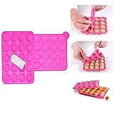 Itian Silikon Cake Pop Backform,20 runde Formen Silikon Lollipop Form Tablett Cake Silikonform für Cupcake Stick Party Urlaub Backen (Rosa)