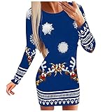 GFGHH Pulloverkleid Damen Weihnachtskleid Sexy Enge Sweatshirtkleid Xmas Jumpers Pullikleid Knielang Lässig Freizeitkleider Weihnachts Strickkleid Elegante Winterkleid Strick