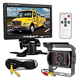 12 V-24 V 17,8 cm Auto TFT LCD-Bildschirm HD Monitor + Bus LKW-Anhänger 18LEDs IR-Nachtsicht wasserdicht Rückfahrkamera Backup Kamera mit 10 m Video-Kab