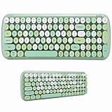 Snufeve6 Kabellose Tastatur, Nette Bluetooth-Tastatur mit 100 Tasten, Kleine tragbare Tastatur für PC-Desktop-Laptop-Handy-Tablet, Ergonomisches Design, Aufkleber verschenken(Grün)